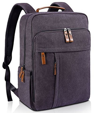 Estarer Laptop Backpack w/USB Charging Port for Men Women, Water Resistant Canvas Backpack School