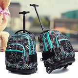 Yexin Kids Print Pattern Trolley Schoolbag - Waterproof Wheeled Rolling Backpack For Girls And Boys