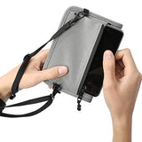 Passport Wallet Holder for Men&Women,RFID Blocking Travel Waterproof Zipper Credit Card Money Storage Bag Multifunctional Family Cellphone Boarding Passes Organizer with Crossbody Belt (Gray)