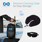 Everlasting Comfort 100% Memory Foam Travel Neck Pillow, Gel Infused & Ventilated, Airplane Accessory Kit with Sleep Mask and Earplugs, Black