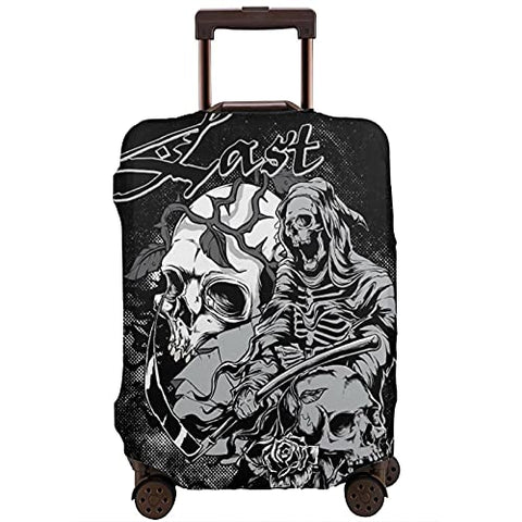 Travel Luggage Cover，Reaper Of Death Skull Flower And Reaper Of De，Washable Elastic Durable , With Concealed Zipper Suitcase Protector Fits For 18-21 Inch -S.