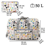 Foldable Travel Duffle Bag for Women Girls Large Cute Floral Weekender Overnight Carry On Bag for Kids Checked Luggage Bag (Z-Beige Mouse)
