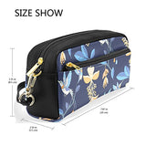 Colourlife Blue Tropical Jungle Flowers Hummingbird Pu Leather Pencil Case Holder Pouch Makeup Bags