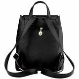 X-Happy Candy Color Soft Pu Leather Backpack Cute Schoolbag Bookbag College Bag (Black)