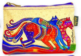 Laurel Burch Mythical Horses Cosmetic Purse (Multicolored Horse In Baige Background D)