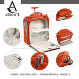 16.5" Underseat Women Luggage Carry On Suitcase - Small Rolling Tote Bag with Wheels (Orange)