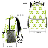 LORVIES Cute Cartoon Green Frogs Lightweight School Classic Backpack Travel Rucksack for Girls Women Kids Teens