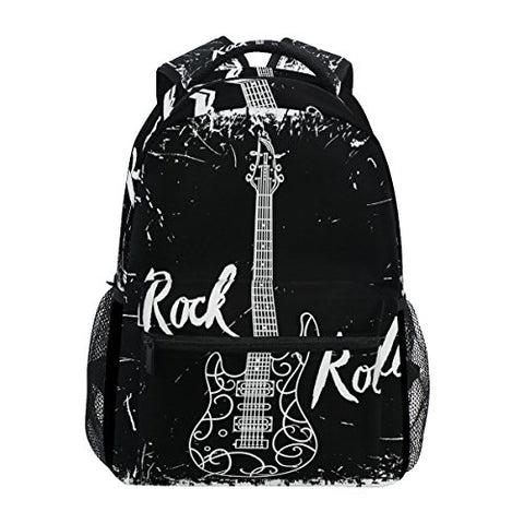 LORVIES Electric Guitar Rock And Roll Casual Backpack School Bag Travel Daypack