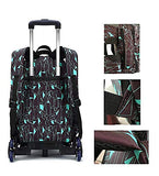 Yexin Multi-Compartment Waterproof Wheeled Rolling Backpack For Girls Boys School Students Books