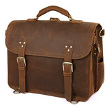 Polare Leather Messenger Bag Casual Designer Travel Briefcase Fits 16.5” Laptop