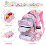 SKL School Backpack Cute Unicorn Backpack for Girls School Bag Set Pink Rucksack, 3 in 1 Student Book bag Lightweight Travel Daypack with Lunch Box and Pencil Case for Kids Girls Teenage