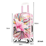 AO WEI LA OW Tourist Luggage Carry on Luggage with Spinner Wheels Rolling Suitcase for Women and Girls, Ascending Gardens Flowers (Pink ,20 Inch)