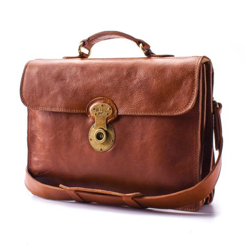 Will Leather Jacques Leather Portfolio Briefcase - Cognac Brown