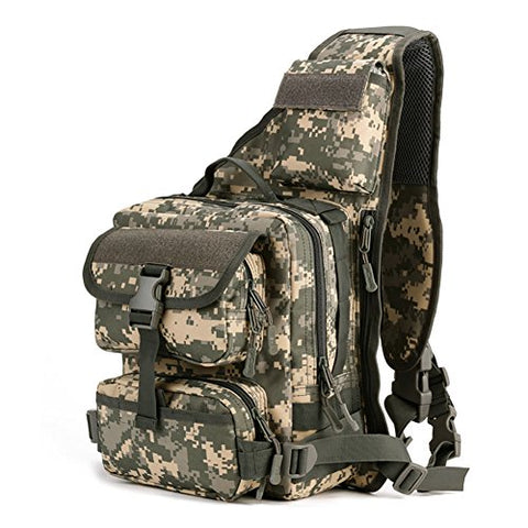 Tactical Military Daypack Sling Chest Pack Bag Molle Laptop Backpack Large Crossbody Bag (ACU camo)