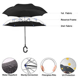 Amago Inverted Umbrella - Reverse Double Layer Long Umbrella, C-Shape Handle & Self-Stand To