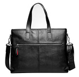 Saierlong New Mens Black Genuine Leather Briefcase Shoulder Laptop Business Bag