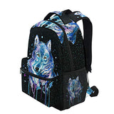 Backpack Travel Universe Wolf Space Galaxy School Bookbags Shoulder Laptop Daypack College Bag