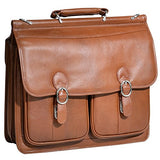 Double Compartment Laptop Case, Leather, Small, Brown - Hazel Crest | McKlein - 15604