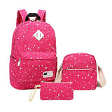 Schoolbag for High School,MeiLiio 3 Pcs/Set Fashion Studen Backpack Sets with Zipper Lunch Bag &