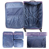 NEWCOM Carry On 20 Inch Luggage Softside with Packing Organizers Polyester Trolley Case Softshell Hand Baggage Cabin with Spinner Wheels Build-in TSA Lock for Fluent Travelers