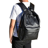 ABage Faux Leather Daypack School Bag Bookbag College School Travel Laptop Backpack, Black1