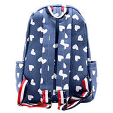 Damara Students Preppy Style Oxford Canvas Blue Backpack Shoulders Bag,Heart