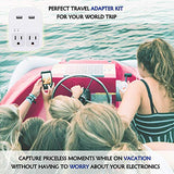 World Travel Adapter Kit by Ceptics - Dual USB + 2 US Outlets, Surge Protection, Plugs for Europe, UK, China, Australia, Japan - Perfect for Laptop, Cell Phones, Cameras - Safe ETL Tested (WPS-2B+)