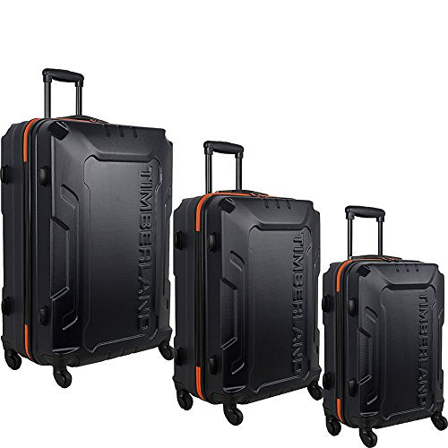 Timberland 3 Piece Hardside Spinner Luggage Suitcase Set in Black