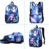 Lmeison Anime Cartoon Luminous Backpack with USB Charging Port and Lock &Pencil Case, Unisex