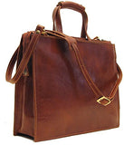Floto Trastevere Attache Briefcase in Brown Italian Calfskin Leather