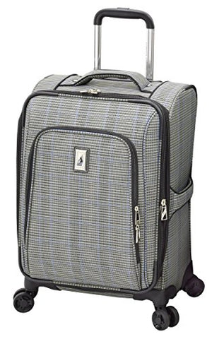 London Fog Knightsbridge II 20" Expandable Spinner Carry On, Grey Sapphire Plaid