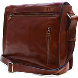 Floto Firenze Messenger Bag in Brown Full Grain Calfskin Leather - Large