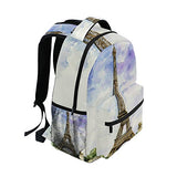 Backpack Travel Paris Watercolor School Bookbags Shoulder Laptop Daypack College Bag for Womens
