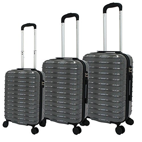 Chariot Wave 3-Piece Hardside Expandable Lightweight Spinner Luggage Set, Black