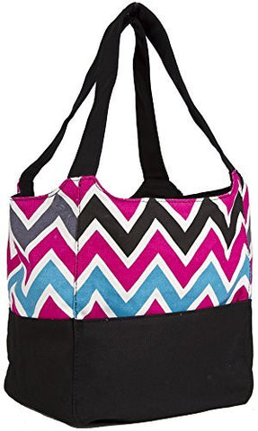 Ever Moda Multi-color Chevron Canvas Tote Bag (Pink)