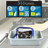 3pcs/pack Sariok Clear Toiletry Bag with Zipper TSA Approved Travel Cosmetic Bag PVC Make-up Pouch Handle Straps for Women Men, Carry On Airport Airline Compliant Quart Bags 3-1-1 Kit Luggage (Blue)