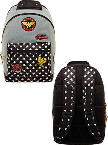 Dc Comics Wonder Woman Denim Backpack W/ Patches