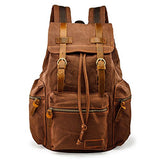 GEARONIC TM 21L Vintage Canvas Backpack for Men Leather Rucksack Knapsack 15 inch Laptop Tote