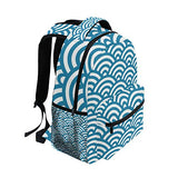 Stylish Japanese Inspired Waves Backpack- Lightweight School College Travel Bags, ChunBB 16" x 11.5" x 8"