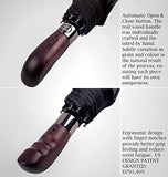 Balios Real Wood Handle Umbrella Windproof Fiberglass Steel Auto Open & Close Travel Folding With