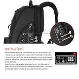 Cross Gear Laptop Backpack with Combination Lock-Fits Most 17.3 Inch Laptops and Tablets CR-9360IBK