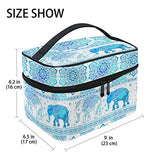 Makeup Bag Blue Paisley Elephant Travel Cosmetic Bags Organizer Train Case Toiletry Make Up Pouch