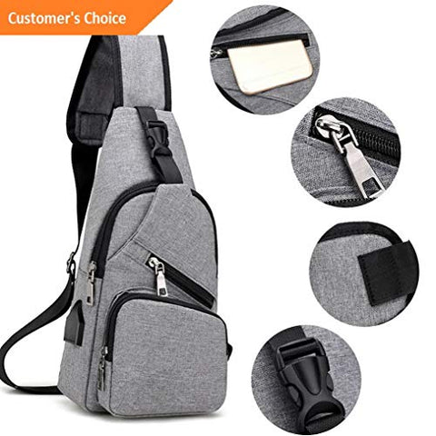 Kaputar Outdoor Men Oxford Chest Bag Crossbody Sling Shoulder Bag Pack With USB Charging | Model