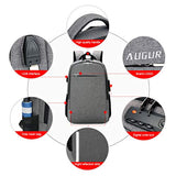 AUGUR Business Laptop Backpack, Anti Theft Slim Travel Computer Backpack with USB Charging Port,