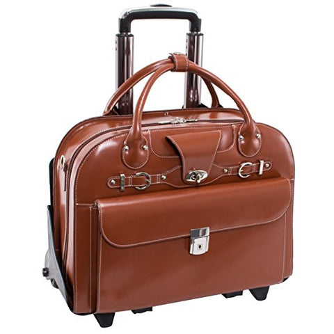 Mcklein Usa Roseville Brown 15.6" Leather Fly, Friendly Detachable, Wheeled Ladies' Briefcase