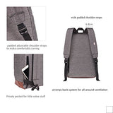 HEXIN Grey Water Repellent Canvas Collapsible Rucksack 15 inch Computer Bag Pack