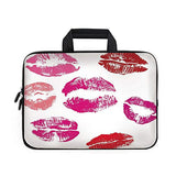 Kiss Laptop Carrying Bag Sleeve,Neoprene Sleeve Case/Grunge Looking Pink and Red Lipstick Marks Set