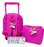 Hello Kitty Preschool Medium 12" Rolling Backpack Roller Wheeled Book Bag, Lunch Box & Pencil