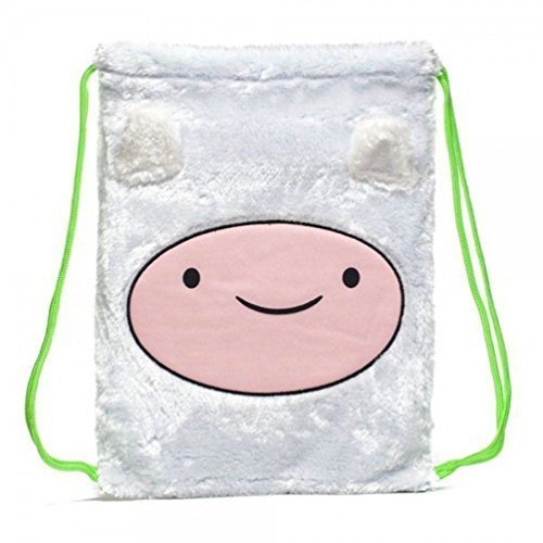 Adventure Time Finn Plush Furry White Cinch Laptop Bag Back Pack New w Tags