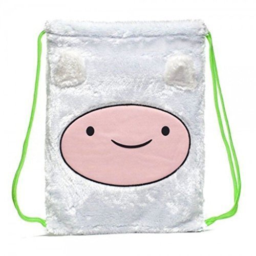 Adventure Time Finn Plush Furry White Cinch Laptop Bag Back Pack New w Tags